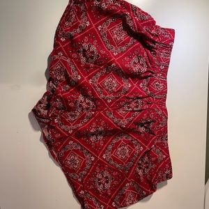 Red bandanna print shorts